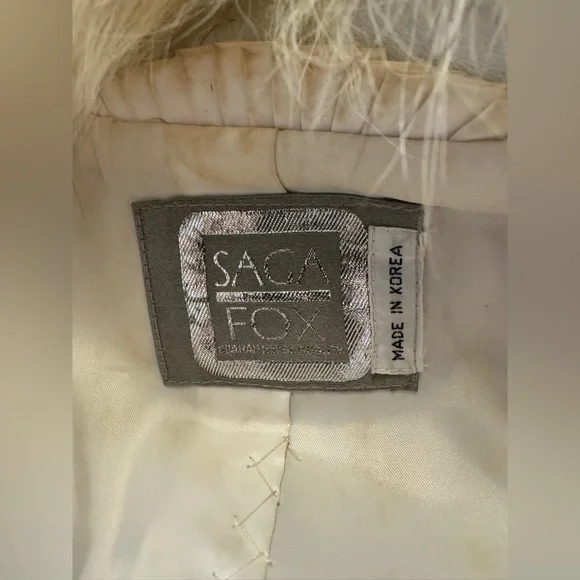 Elegant White and Gray Saga Fox Fur Coat jacket - Picture 11 of 17